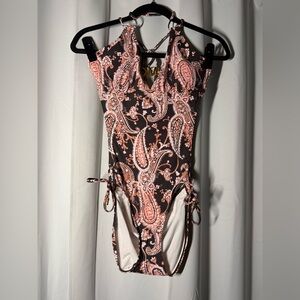 Michael Kors Pink and Brown Paisley Bathing Suit